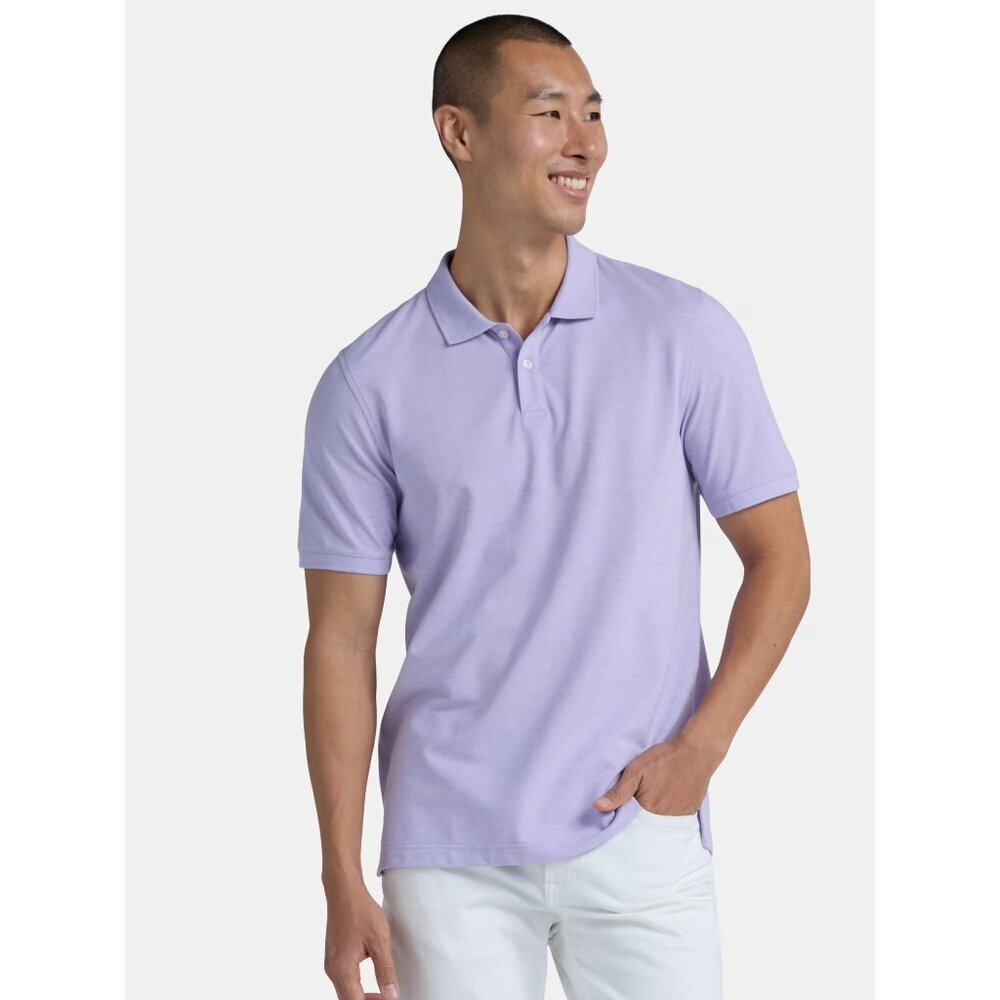George Mens Purple Cloud Heather SS Pique Polo Shirt Size 2XL